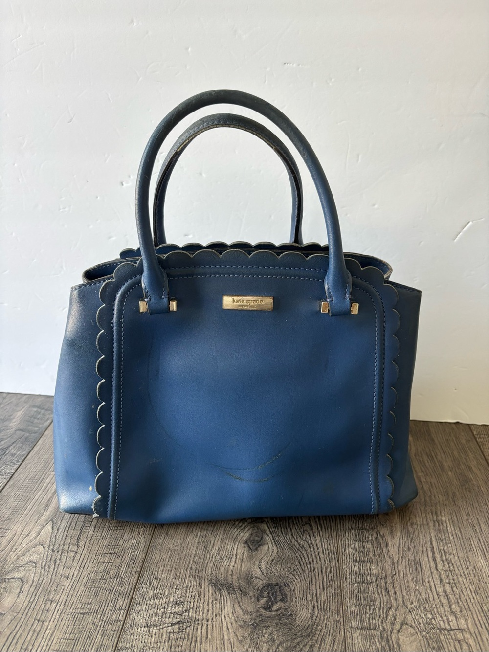 kate spade Navy Scalloped Leather Satchel